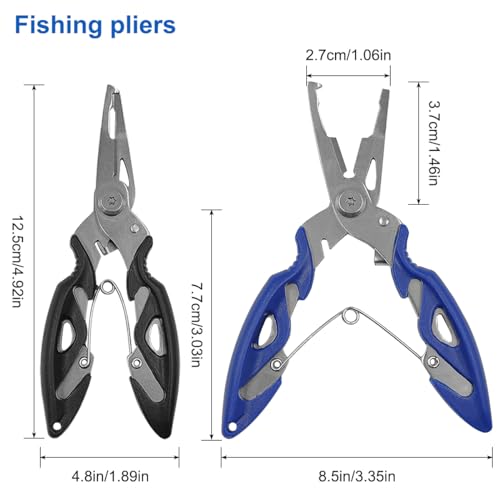 400 PCS High Strength Heavy Stainless Steel 30lb to 95lb Split Ring Lure Connector and 2 PCS Fishing Pliers, Heavy Duty Bait Rings, Tackle Connectors