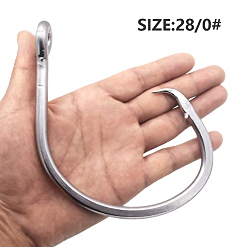 Giant Fishing Hook 6/0-28/0 Forged in-line Circle Hooks Shark & Swordfish &Tuna Hook Stainless Steel Big Game Hook Saltwater… - size: Size 16/0-Pack of 10