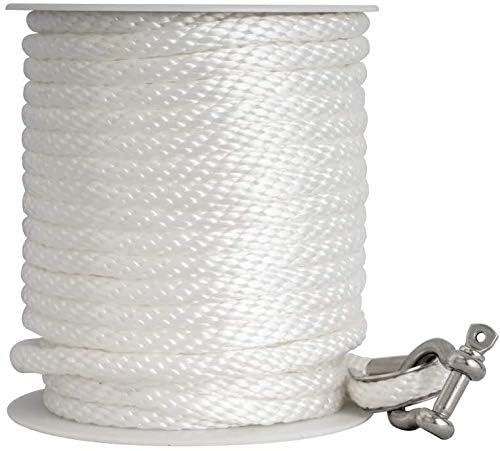 Young Marine Premium Solid Braid MFP Anchor Line Braided Anchor Rope/Line with Thimble - size: 3/8" x 150'