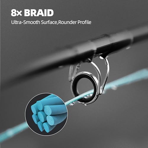 RUNCL 8 Strands Braided Fishing Line - High Visibility Colored Braid Line, Super Strong, Abrasion Resistant, No Stretch, 328yds/546yds/1093yds, 12lb to 100lb for Saltwater or Freshwater Fishing - color: Blue White, size: 12lb - 328yds