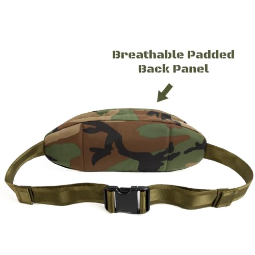 Rough Enough Tactical Fanny Pack for Men Crossbody Waist Bag for Hunting Fishing Hiking Travel Army Green Camo Cordura