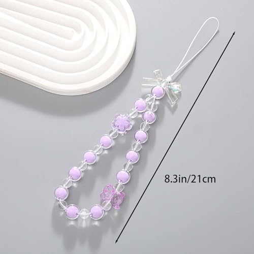 Beaded Phone Lanyard Wrist Strap Phone Charms Fixed Beads Pearl Chain - color: PC-tm-5