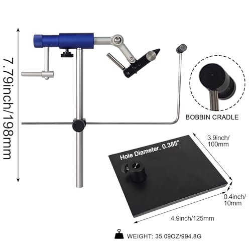 Aventik TrueGrip Fly Tying Vise with 360° Rotary Function – Smooth Ball Bearing System, Adjustable Tension, Durable Hook Jaws (Fits 26 to 4/0) - color: Blue, size: Vise with Clamp & Base