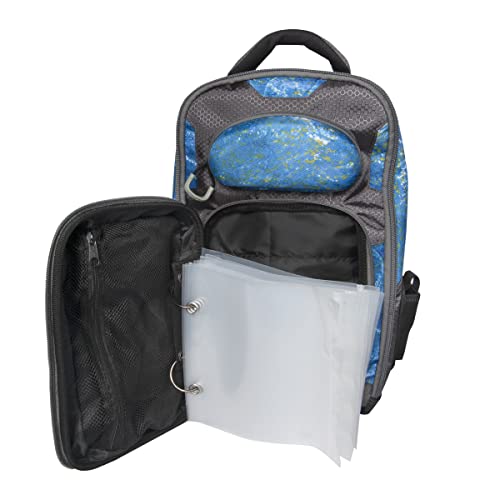 Calcutta Squall Tackle Backpack | Shoreline Camo | 3700 Tackle Tray | Durable Fishing Tackle Bag | Padded Backpack Straps | Built-In Rod Holder