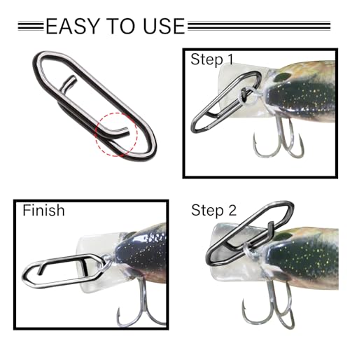 Atibin Stainless Lock Snaps Swivel Steel Saltwater Connector Fishing Snap Line High Strength Fishing Clip Power Lure Connector - color: Black, size: Size6 (177lb) 50 pcs