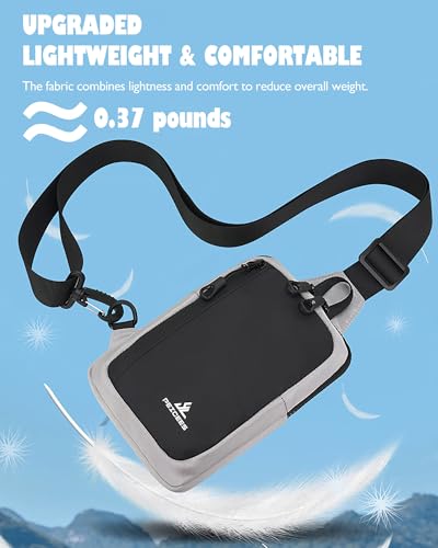 Peicees Small Crossbody Sling Bag Chest Bag Dual Pocket Water Resistant Fanny Pack Running Phone Holder for Men Women Workout Travelling, Light Grey - color: Light Grey