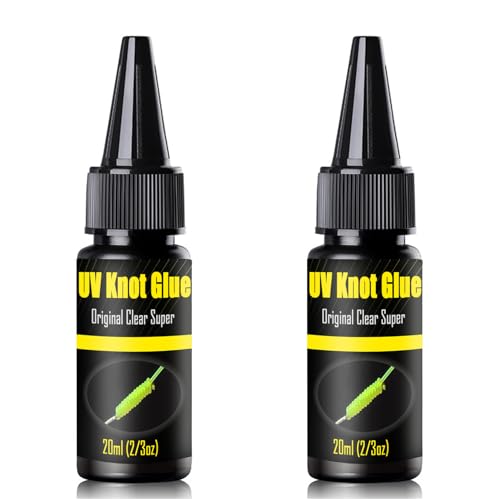 Eupheng UV Knot Glue for Fishing Knots and Fly Repairs, Ideal for Braid to Leader Knot Strengthening Smooth, Flexible Finish - color: 2/3oz UV Knot Glue 2pcs