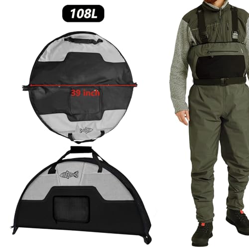Rivruns Fishing Wader Bag with Vented Mesh, Foldable Waders Boots Changing Pad for Hiking, Camping (Charcoal Taupe) - color: Charcoal Taupe
