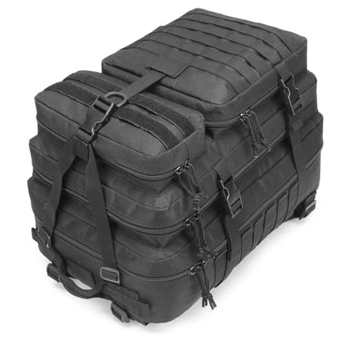 Tactical Backpack for Men, 45L Military Gym Backpacks, Large 3-Day Assault Pack Bug Out Bag MOLLE Daypack for Rucking Fishing Camping (Red) - color: Red