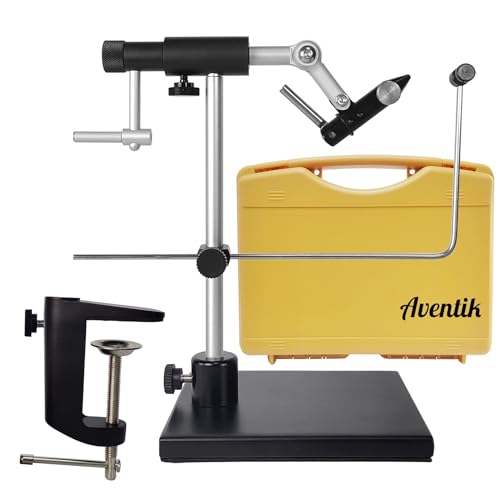 Aventik TrueGrip Fly Tying Vise with 360° Rotary Function – Smooth Ball Bearing System, Adjustable Tension, Durable Hook Jaws (Fits 26 to 4/0) - color: Black, size: Vise with Clamp & Base