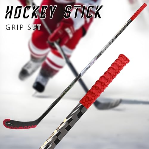 UICE Hockey Sticks Grip,Replacement for Ice Hockey Sticks Tape, Fits Adult and Kids,Easy Install, Durable, Ideal Team Swag, Clean Non-tack,Fish Scale Pattern - color: red