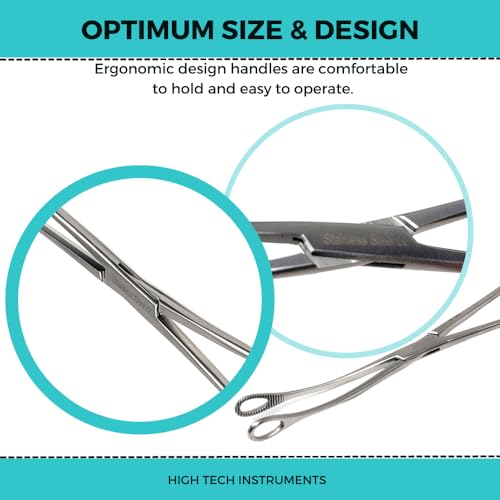Foerster Sponge Forceps Straight + Curved Serrated Loop Jaws Holding Instruments Body Piercing Locking Clamps, Stainless Steel (9.5" - Curved) - style: 9.5" - Curved