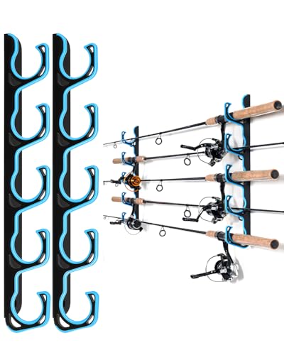 Ghosthorn Fishing Rod Holders for Garage Fishing Pole Holders Ceiling or Wall Mounted Fishing Rod Rack garage Storage Organizer Fishing Gear Equipment for Men Women (Blue, 1 Pack) - size: 1 pack holds up 5 rods, style: Blue