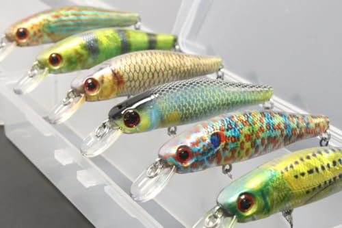 Minnow Crankbait for Bass Fishing Bass Lure Jerkbait Fishing Lures and Tackle Box - color: HM606KB