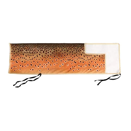 M MAXIMUMCATCH Maxcatch Fly Rod Sock, Thicken Cotton Fabric Protector Rod Cover with 4 Compartments, for 9ft/10ft 4-Sec Fly Rod - color: Brown Trout, size: For 9FT 4-SEC Fly Rod
