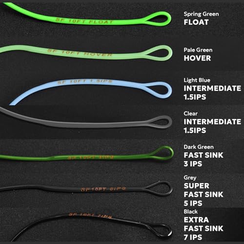 SF Fly Fishing Polyleader Monofilament Core Leader Line Fly Line for 7' Trout and 10' Salmon Poly Leader 7FT/10FT Float Hover Intermediate 3/5/7IPS - color: Clear, size: Salmon 10FT-Intermediate