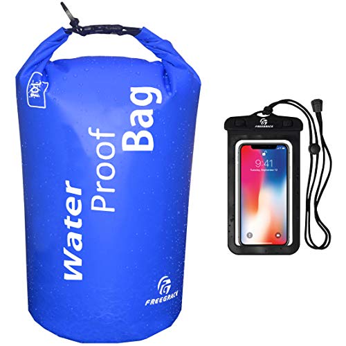 Freegrace Lightweight Floating Dry Bag and Waterproof Phone Case Set, Double Zip-Lock Dry Sack for Water Sports, Rafting, Beach and Camping - color: Navy Blue, size: 10L