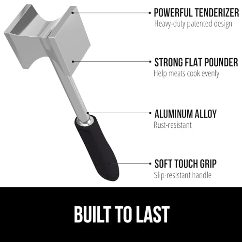 GORILLA GRIP BPA-Free Patented Dual-Sided Meat Tenderizer Tool, Soft Comfortable Handle with Hanging Hole, Heavy Duty Kitchen Mallet for Steak Beef Fish, Chicken Cutlet Pounder, Dishwasher Safe, Black - color: Black