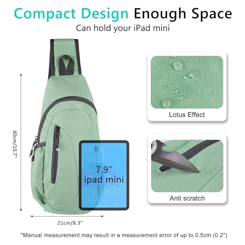 TITECOUGO Small Sling Bag, Lightweight Crossbody Backpack for Men Women, Shoulder Bag for Sports and Outdoor - color: Z1-canvas, Aqua Geen