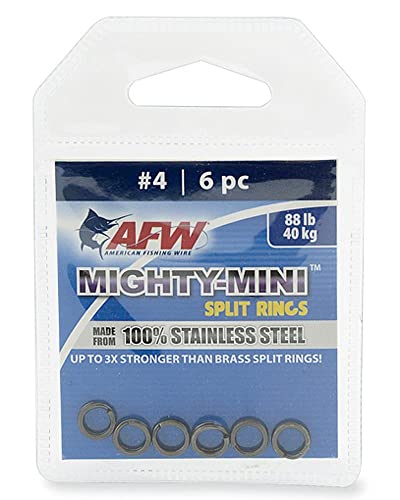 American Fishing Wire Mighty Mini Stainless Steel Split Rings, 3 Times Stronger Than Brass, Superior Holding Power for Fisherman and Outdoorsman - 100pcs in Bright Stainless Steel and Gunmetal Black - size: 4 pc, #7, 198 lb test, style: Gunmetal Black