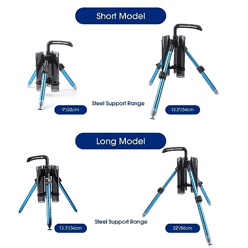 3-Tude Portable Fishing Rod Holder - Stand Holds Up to 3 Rods, Outdoor Fishing Gear Equipment Organizer - color: Long-Grey