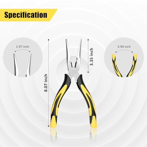 Long Needle Nose Pliers-8’’Soft Grip with Wire Cutter for Home,1pcs | Strong Cutting Force,Paper Clamp Precision, High Carbon Steel,Long Nose Cutting Pliers for Home, Fishing, Jewelry, Crafts - style: One-8in