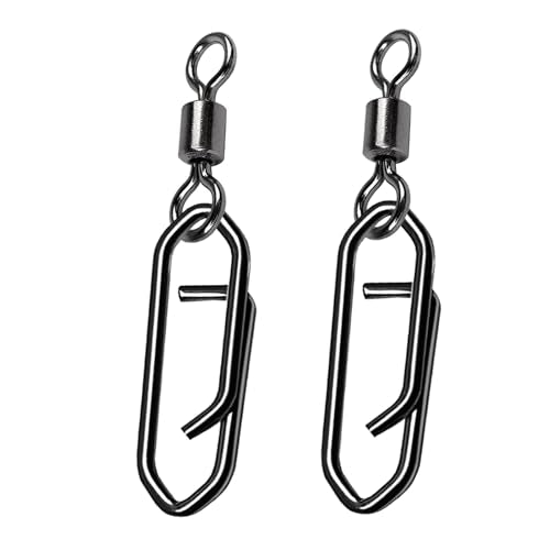 Atibin High Strength Fishing Clips Swivel Freshwater Saltwater Fishing Snaps Connector Rolling Barrel Swivels Fishing Clip Speed Change Black Nickel - size: Size 7+S (26lb) 50 pcs