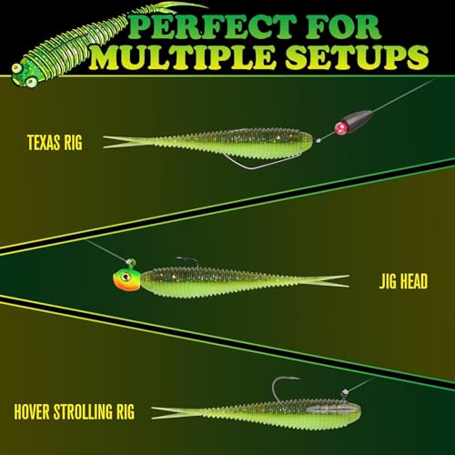 LUCKYFISHING Soft Plastic Baits 20PCS/30PCS/40PCS Forked Tail Fishing Soft Bait for Bass Walleye Trout Crappie Lures 3in/3.5in/4in - color: Green Flash, size: 4in-20pcs