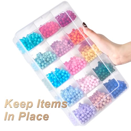 Mauproy 15 Grids Large Plastic Organizer Box with Adjustable Dividers, Clear Craft Organizer and Storage Tackle Box Compartment Container with Label Stickers for Beads, Jewelries, Tools - style: Large 15 Grids