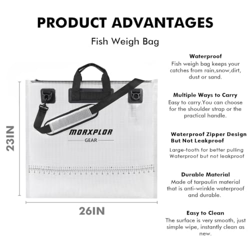 MORXPLOR Fish Bag Heavy Duty Tournament Fishing Weigh in Bag 26x23 19x34 inches - color: Transparent