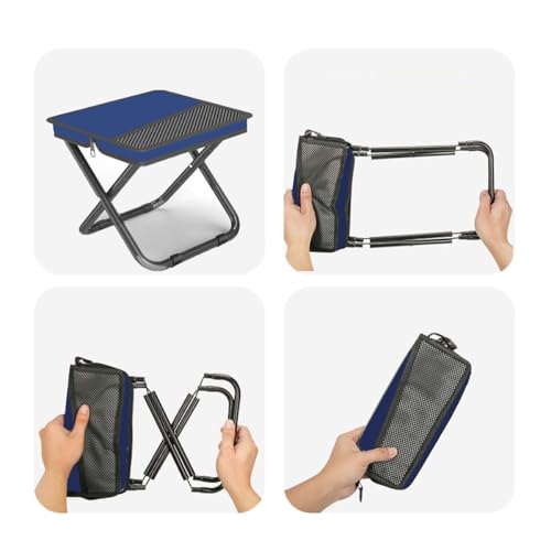 2-in-1 Collapsible Camping Stool & Sling Bag / 220LB Load Capacity Folding Portable Fishing Stool/Collapsible Stool for Camping, Hiking, Fishing, Gardening & Beach Outdoor Activities - color: Blue, size: Large