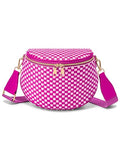 Trendy Woven Checkered Crossbody Bum Bag for Women，PU Leather Checkered Purse Fanny Packs Belt Bag (Woven Bum Bag - Rose White) - color: Woven Bum Bag - Rose White