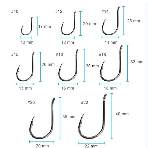 FCFKUK 240pcs/box Large Size Premium Fishhooks, 8 Sizes Strong Custom Offset Sport Black High Carbon Steel Barbs Fishing Hooks