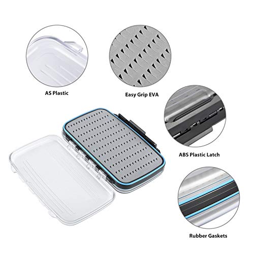 Gonex Fly Boxes for Fly Fishing Jig Boxes Two-Sided Waterproof Lightweight Fly Fishing Box Easy Grip Transparent Lid Fly Fishing Lures Box, 7.3"x 4.6"x 1.5", Grey - color: Grey, Black, Transparent, size: Size C (7.3"x 4.6"x 1.5")