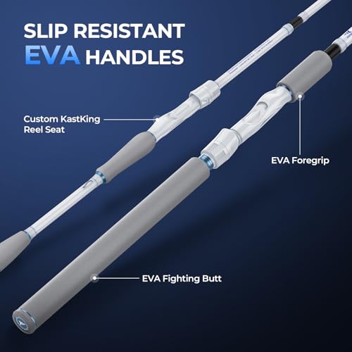 KastKing Centron Lite Travel Fishing Rods, Portable 4/5 Piece Spinning & Casting Rods, Extra Twin-Tip, IM6 Graphite Blanks, Stainless Steel Guides W/Ceramic Rings, Split or Full Rear EVA Handle - size: 7'6"- MH- MF(5 Pcs+ Extra Tip), style: Spinning