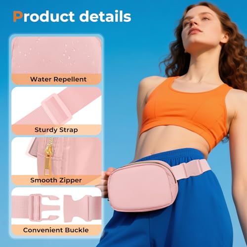 Belt Bag Zipper Fanny Pack Crossbody Bags for Women,Fashion Nylon Waist Packs, Water Repellent Two Way wear with Adjustable Strap Gifts for Teenage Girls Women Men(pink) - color: pink