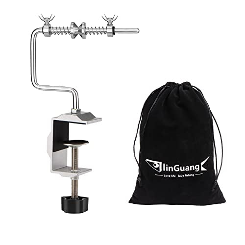 Fishing Portable Table Mount Line Spooler for Fising Spinning and Baitcasting Reels Adding Line，Fishing Line Spool Holder with Calmp and Tensioner -Winder & Spooling Accessories-A