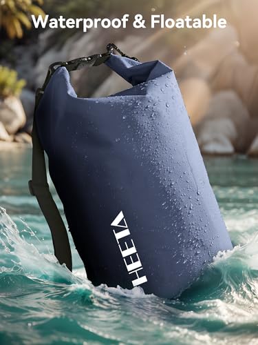 HEETA Waterproof Dry Bag for Women Men, 5L/10L/20L/30L/40L Roll Top Lightweight Dry Storage Bag Backpack with Emergency Whistle for Travel, Kayaking, Boating, Camping, Beach, Cruise Ship Essentials - color: Dark Blue, size: 10L