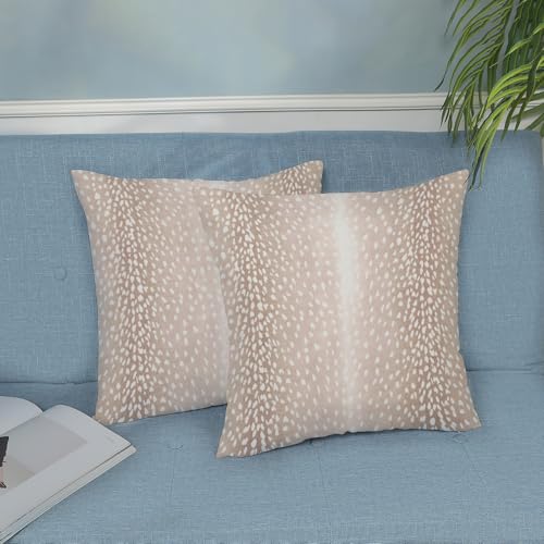Beige Pink Antelope Pillow Covers 18x18 Inch Set of 2 Deer Animal Skin Print Throw Pillows Outdoor Decorative Modern Antelope Pillowcase Cotton Cushion Cases for Bed Sofa Couch - color: Beige Antelope, size: 18" x 18" (Pack of 2)