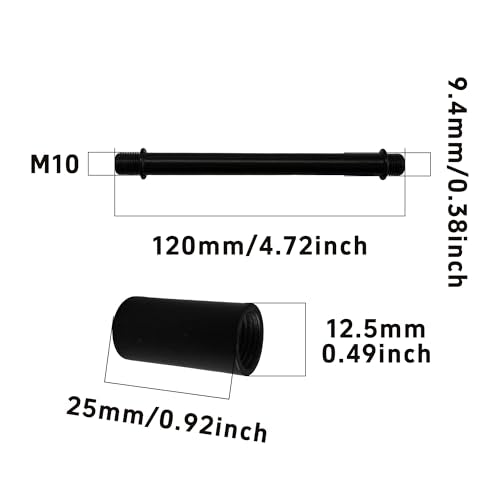 4 Sets 4.7” Straight Pipe Lamp Stem Kit, M10 Double End Threaded Lamp Rod Long Extension Risers, Black Lamp Parts Replacement for DIY Floor Lamps, Table Lamps & Ceiling Lights - size: 4.7”