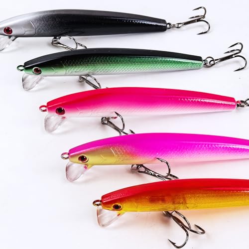 Fishing Lures Large Hard Bait Minnow VIB Lure with Treble Hook Life-Like Swimbait Fishing Bait Popper Crankbait Vibe Sinking Lure for Bass Trout Walleye Redfish - color: 10pcs 10cm/8.5g
