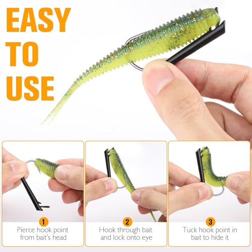 Dovesun Ozark Rig Fishing Hooks, 12PCS Weedless Weighted Jig Heads for Soft Plastics, 3/0 Texas Rig Hooks for Bass Fishing, Freshwater & Saltwater, 1/8 oz 1/4 oz 3/8 oz - color: 1/8OZ - 12PCS