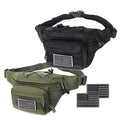 Tactical Fanny Pack, Military Waist Bag Hip Belt Bumbag Utility Bags for Outdoor Hiking Climbing Fishing with U.S Patch (Black+Green) - color: 2 Pack Black+Green