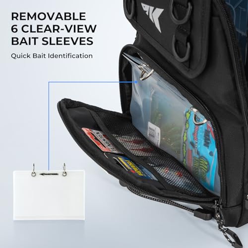 KastKing BaitSpace Fishing Sling Bag, Fishing Backpack with Rod & Beverage Holder, Tackle Bag for Fishing Gear - color: D: Black, size: Standard
