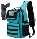 Tactical Sling Crossbody Bag Holster Shoulder Backpack 15L Water Bottle Holder Radio Pouch 6 Elastic Slots for Men Women Hiking Hunting Shooting - color: Light Blue