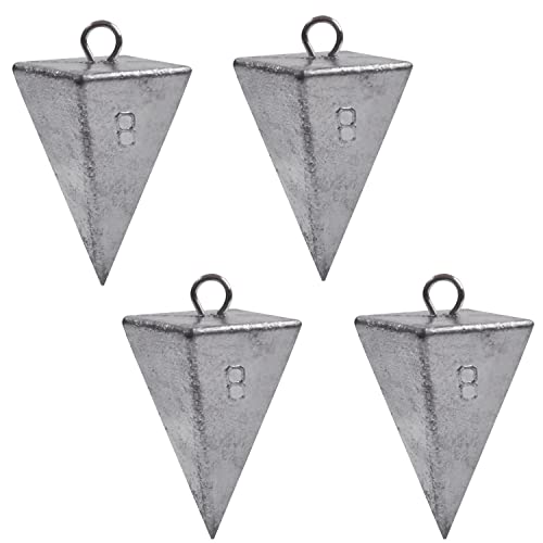 Pyramid Sinkers Fishing Weights Saltwater Pyramid Weights for Surf Fishing Gear Tackle 1oz 2oz 3oz 4oz 5oz 6oz 8oz - style: 8 Ounce, 4 Pack