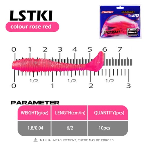 10 Pcs Paddle Tail Swimbaits Lures, 2 and 3 Inch Soft Plastic Fishing Lures Kit, Bass Fishing Lure Swim Baits with 6 Color, for Fishing Trout, Crappie, Bass, Redfish, Freshwater, Saltwater - color: Rose Red, size: 2 inch