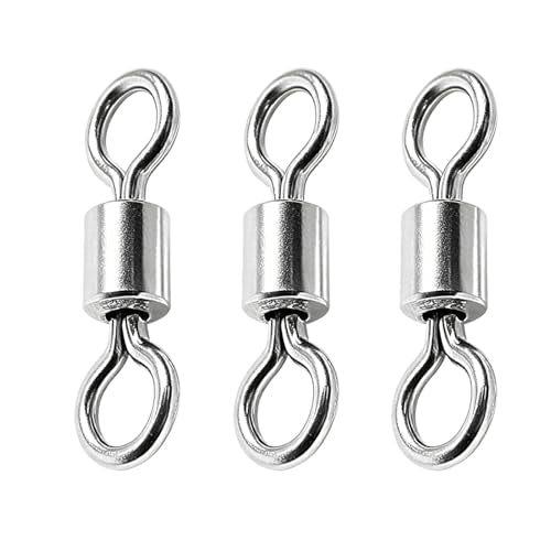 Atibin Stainless Steel Barrel Swivel Snap Saltwater Swivels Fishing High Strength Lure Fishing Swivel Heavy Duty SUS304 - size: #1 (165lb) 50pcs