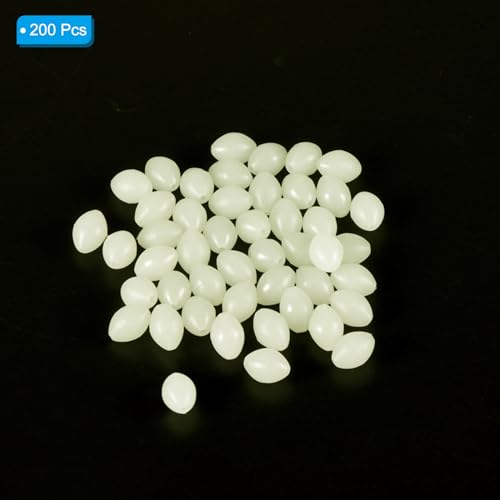 PATIKIL Glow Fishing Beads Plastic Oval Rubber Luminous Fishing Bait Eggs Rig Bead Tackle Lures Accessories with Box - color: White, size: 8x6mm