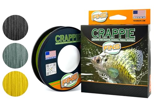 FINS Crappie Braided Fishing Line – Micro Diameter 4-Strand Ultralight Braid for Crappie, Perch, Sunfish and Panfish, High Visibility, Low Memory, Ultralight Freshwater Spinning Reel Braid - color: Slate Green, size: 100 Yards